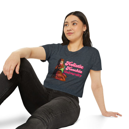Festival Crop Top – "Holistic Hoochie University" Retro Pinup Graphic