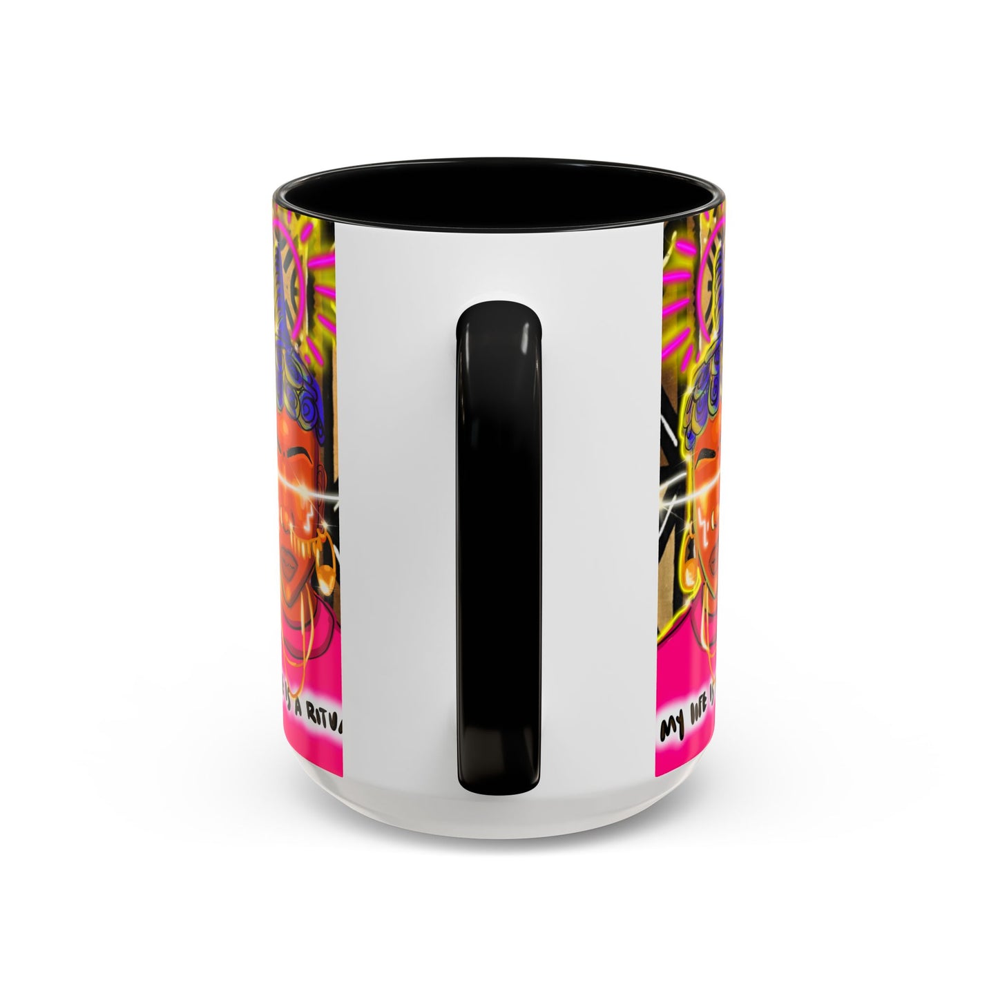 Coffee Mug — "My Life Is a Ritual" Neon Buddha Art Mug