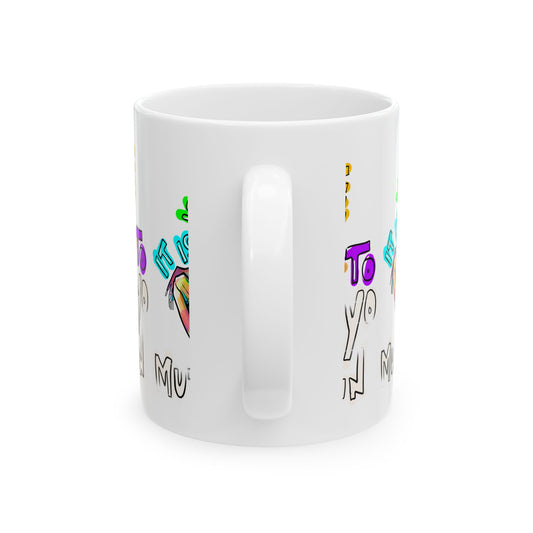 Inspirational Rainbow Yoga Ceramic Mug — "It Is Now Divine Beauty" 11oz/15oz