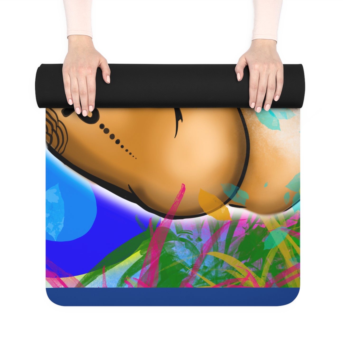 Tattooed Femme Rubber Yoga Mat — Bold Pinup Art Fitness Mat