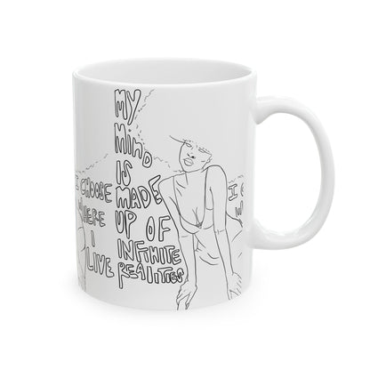 Ceramic Mug — Minimal Line Art Woman with Quote: “I choose where I live”
