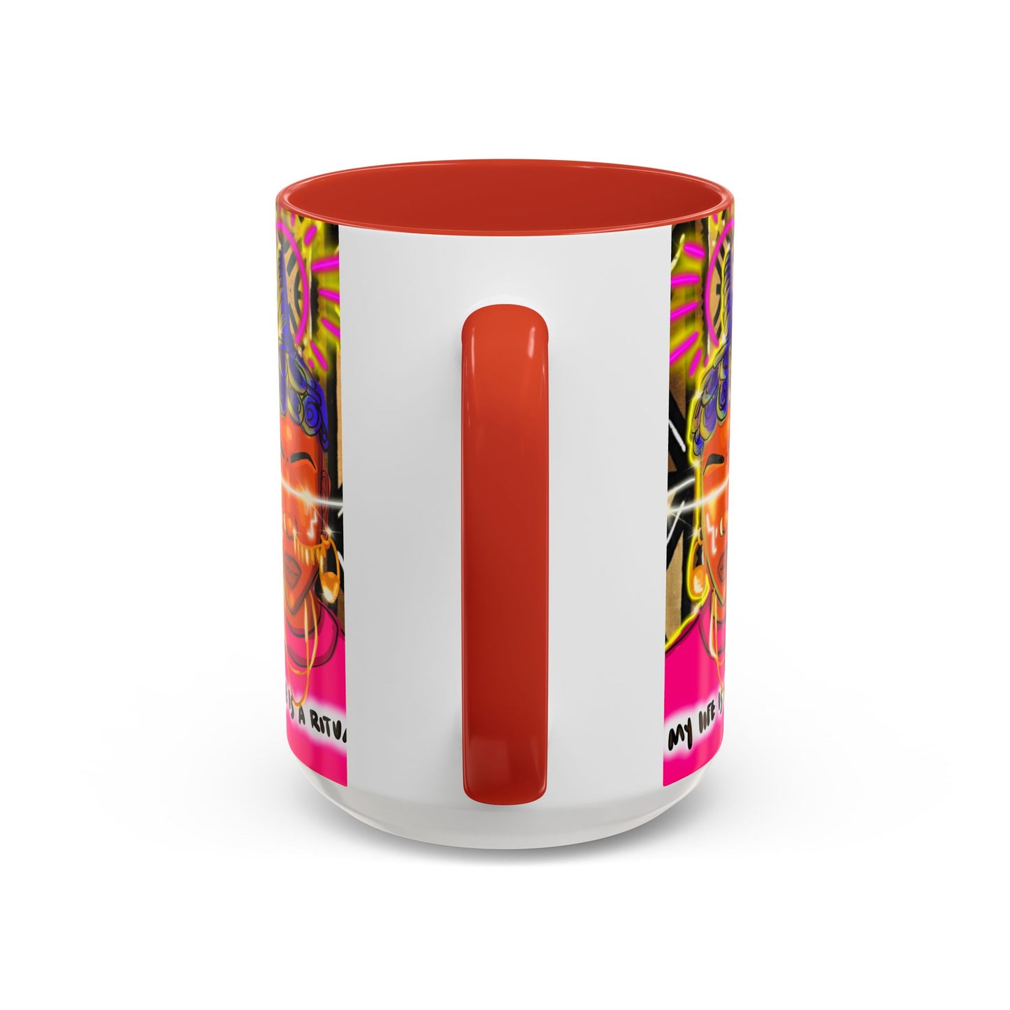 Coffee Mug — "My Life Is a Ritual" Neon Buddha Art Mug