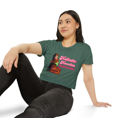 Festival Crop Top – "Holistic Hoochie University" Retro Pinup Graphic