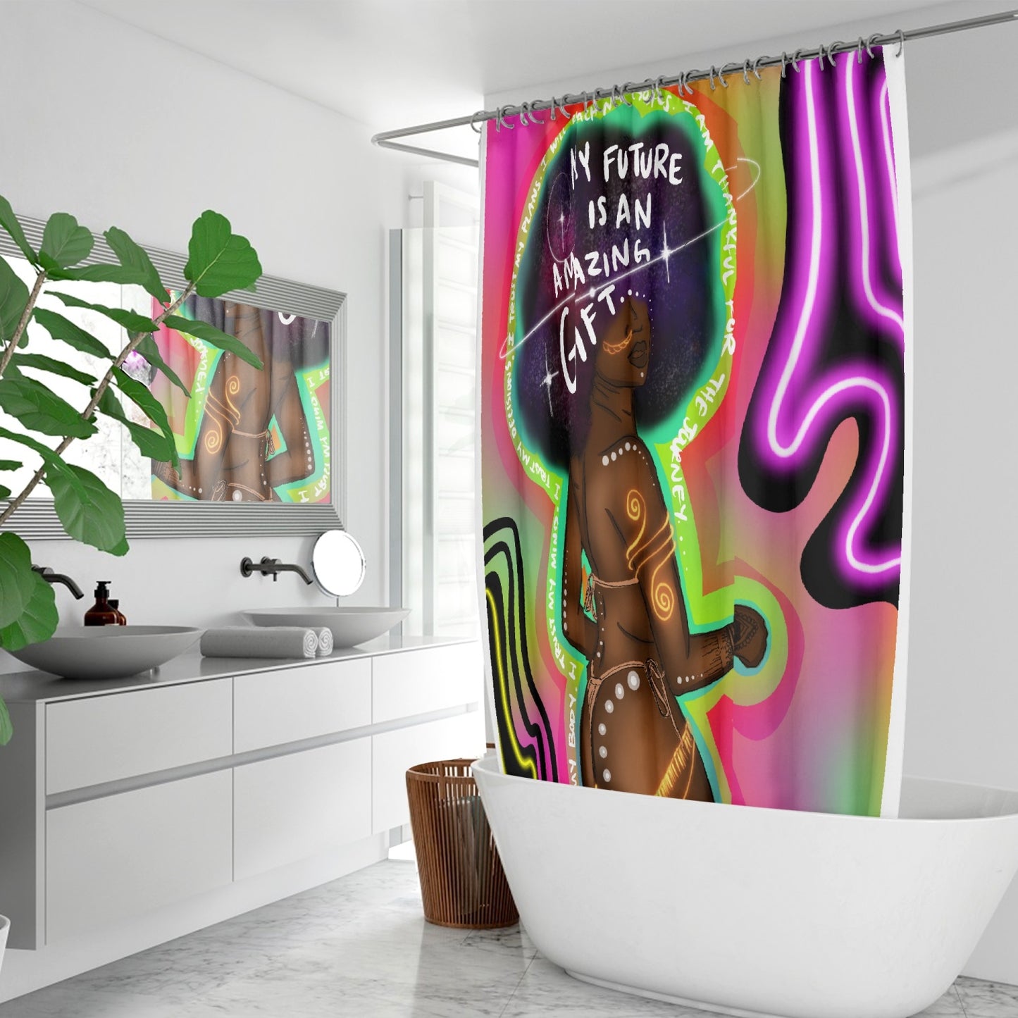 Gift . Quick-drying Shower Curtain